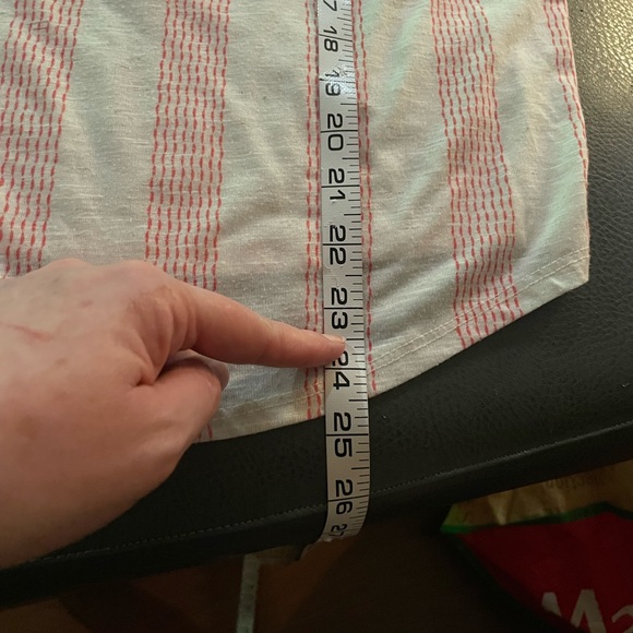 Maurices floral lace linen blouse cream pink size medium striped cutouts tassels - Picture 15 of 15